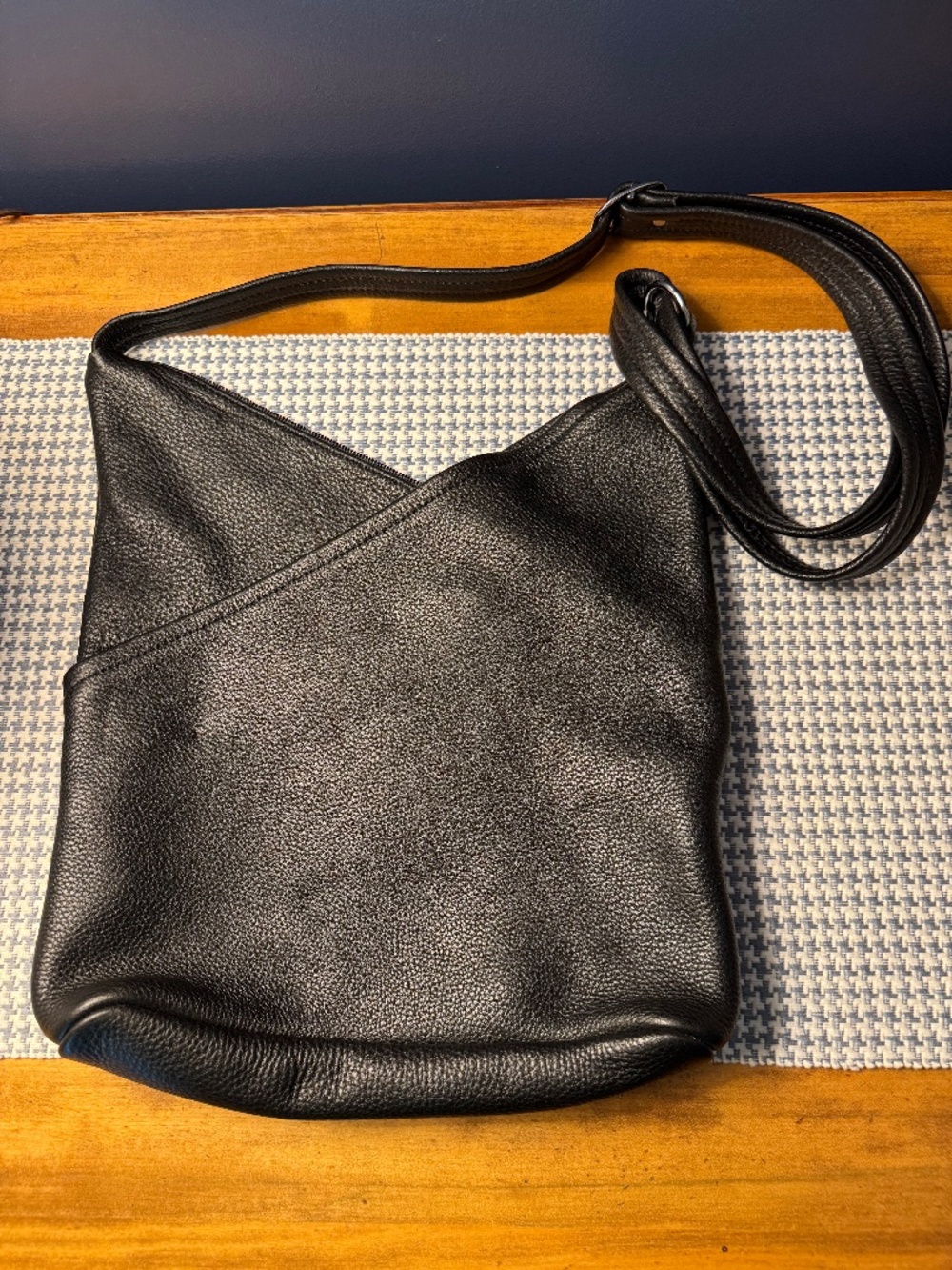 Large Double Triangle Black Leather Purse from KT Leather Designs - NWOT